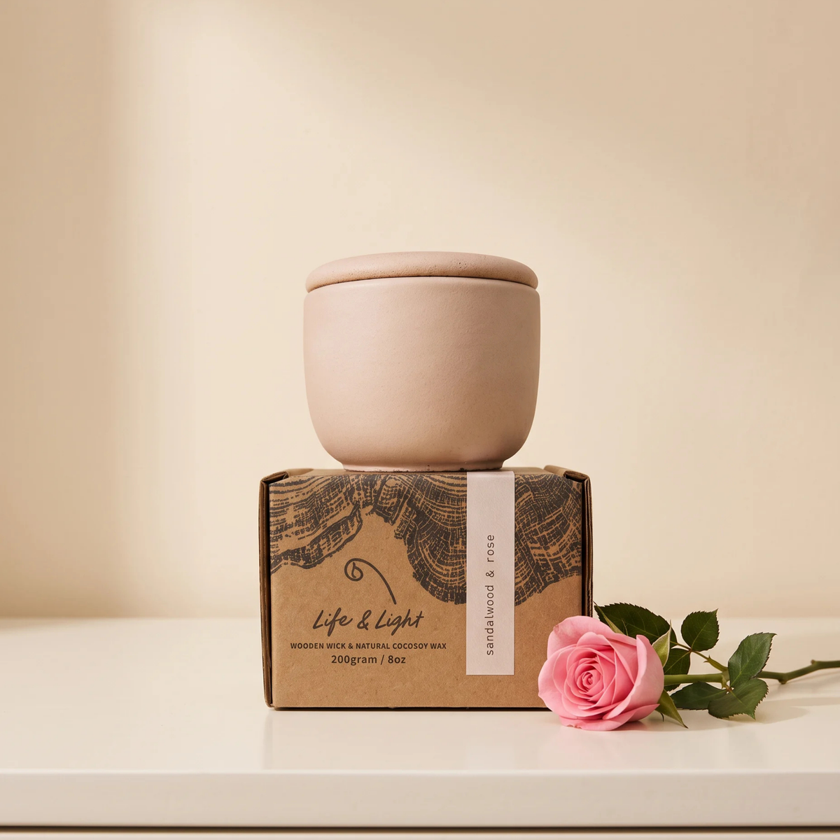 Sandalwood and Rose 100g candle