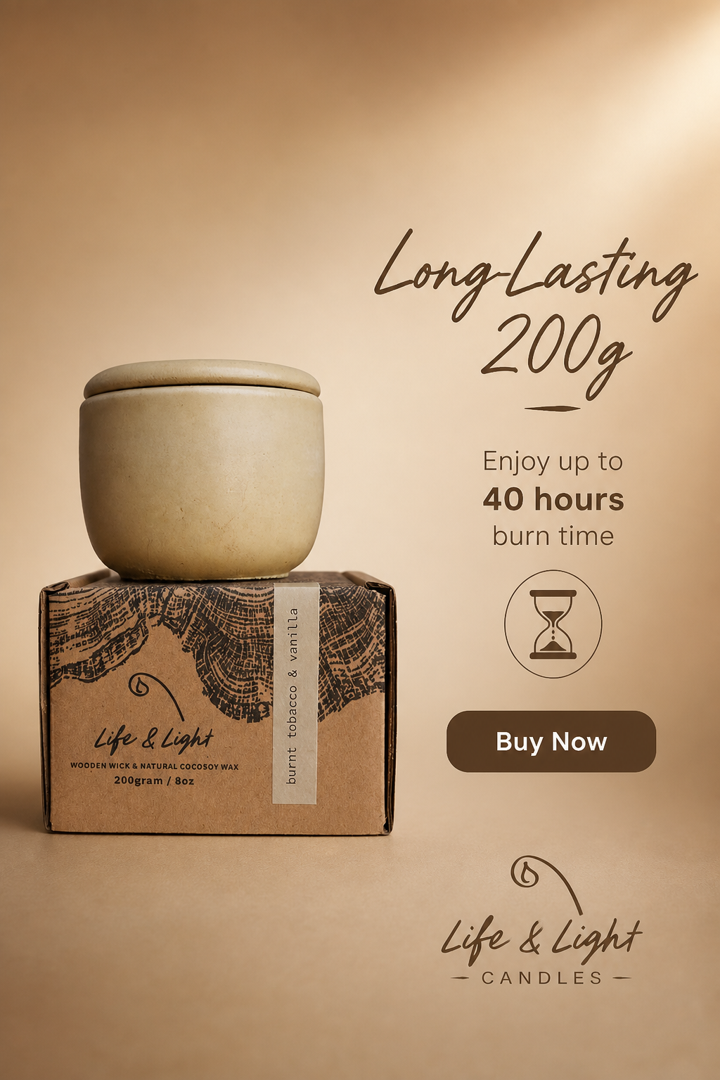 BURNT TOBACCO & VANILLA 200g Candle