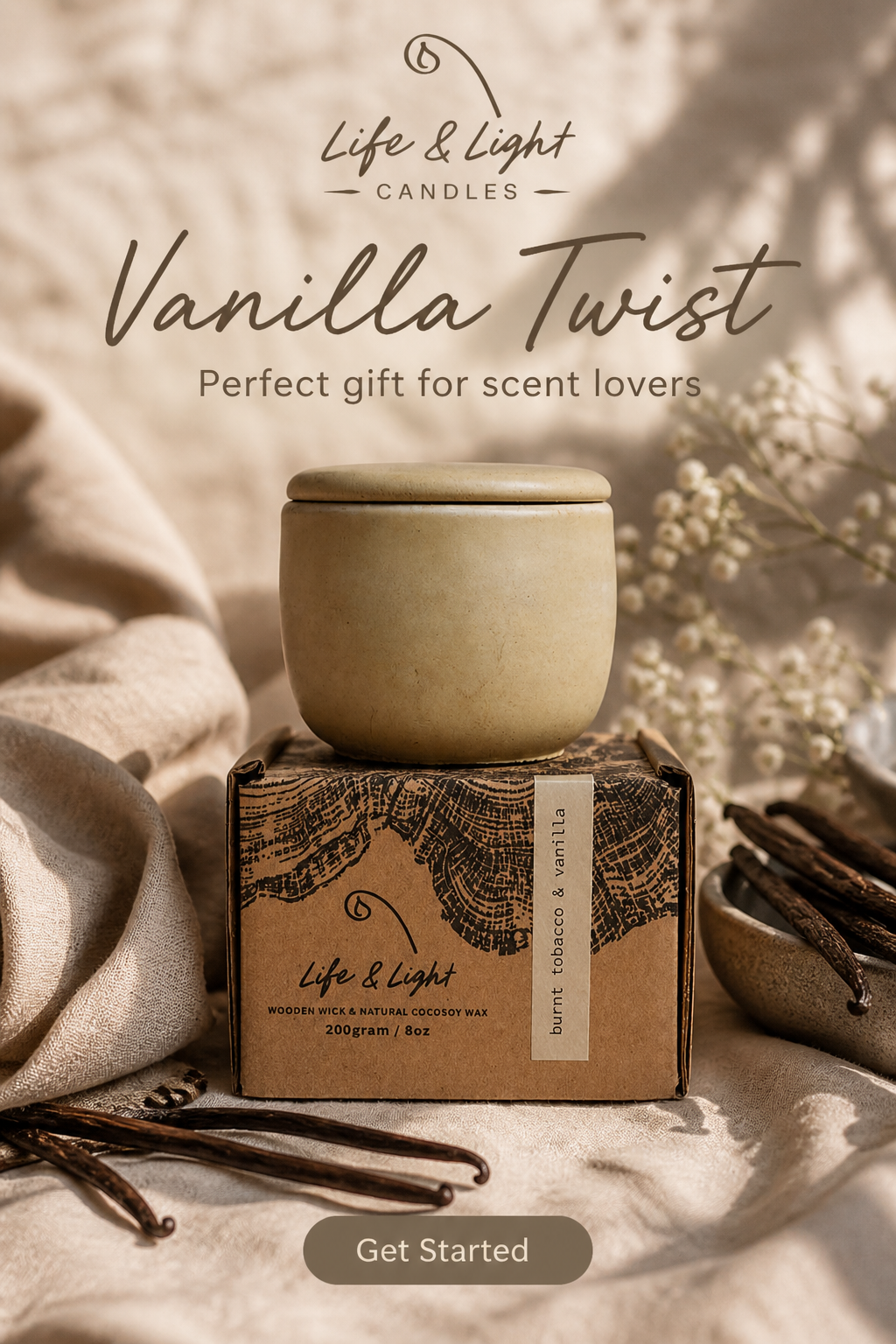 BURNT TOBACCO & VANILLA 200g Candle