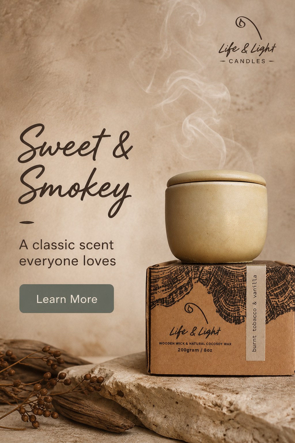 BURNT TOBACCO & VANILLA 200g Candle